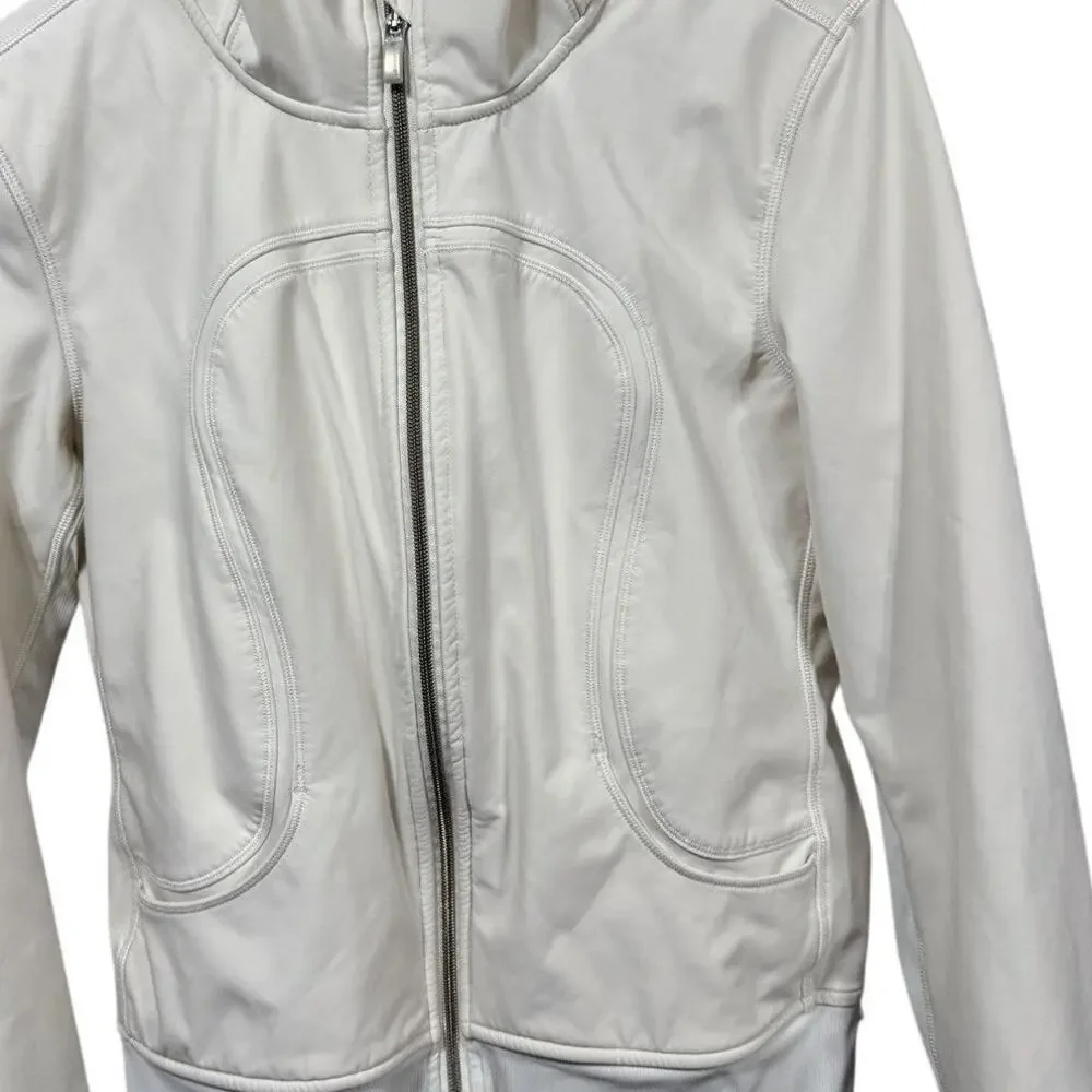 Lululemon Stride Hoodie Jacket Ivory Clean Girl Balletcore Athleisure Sz 8